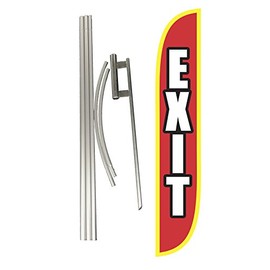 LookOurWay Exit Feather Flag Complete Set with Pole & Ground Spike