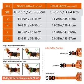 Timos Dog Harness, No Pull Dog Harness 3 Snap Buckles Adjustable Reflective No Choke Pet Vest for Small Dog with Soft Padded Control Training Handle for Outdoor Training,Flower Orange, XS