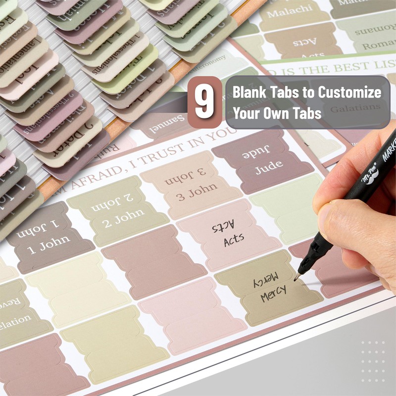 Mr. Pen- Bible Tabs, 75 Tabs, Laminated Bible Tabs for