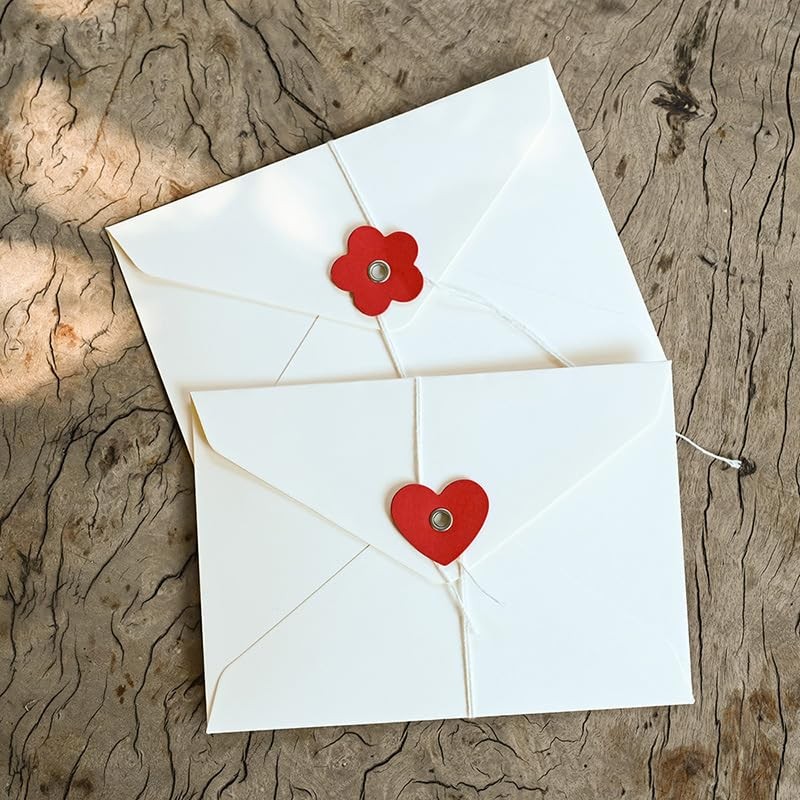 Envelopes with Drawstring Closure, 10 Pieces, White x Heart, 6.3