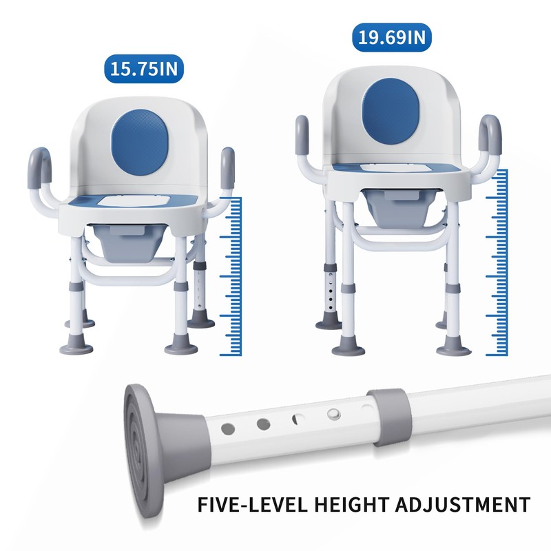 FUSHIDE Bedside Commodes, Portable Toilet Chair Adjustable, Height Adjustable Potty