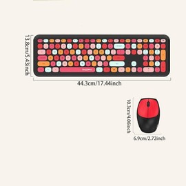 MOFii Wireless Keyboard & Mouse Combo (1 Set), Full-sized Plug and Play Colorful Design Keyboard, Silent Keycap Keyboard with USB-A 2.4G Receiver for Laptop, PC, Desktop:_Medium Wash_1 set