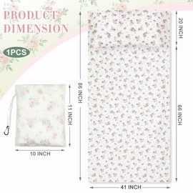 Sleeping Bag Liner 100% Cotton for Women Adult, 86 x 41 Pastoral Floral Cotton Sheet & Camping Sheet for Backpacking, Hotel, Traveling, Comfy Easy Care, Sleeping Bags with Zipper, with Storage Bag