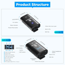 2.4GHz wireless lapel microphone system Sevenoak Compact Lava Clip Microphone Streaming Interview Video Record for DSLR Camera Tablet Laptop YouTube 2 Transmitters and 1 Receiver SKM-W4-K2