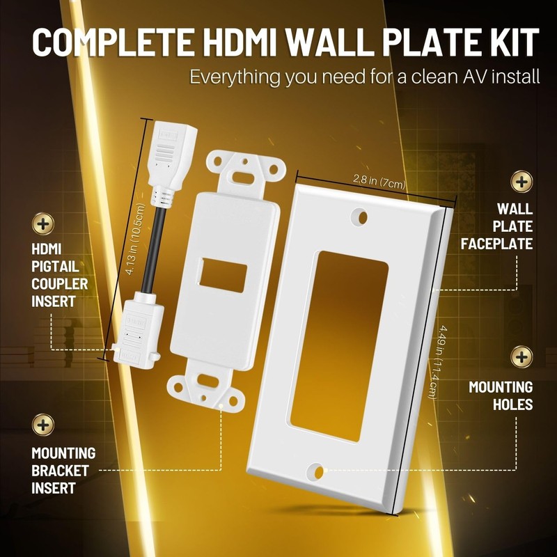 TNP HDMI Wall Plate - 1 Port HDMI Socket Plug
