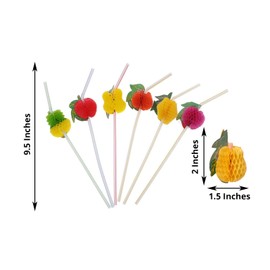50 Assorted Mini Tropical Fruit Disposable Plastic Drinking Straws Wedding Birthday Party Events Decorations Supplies