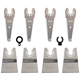 XXGO 8 Pcs Oscillating Tool Scraper Blades to Remove Caulking Adhesive Glue Sealant Paint Foam Glaze for Removal Cutting Cleaning Stripping for Dewalt Milwaukee Ryobi Bosch Dremel Rockwell XG8201
