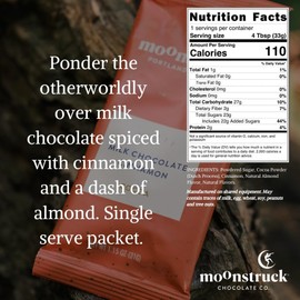 Moonstruck Chocolate Single Serve Cinnamon and Almond Milk Chocolate Hot Chocolate Packets, 8 Count (Pack of 1)
