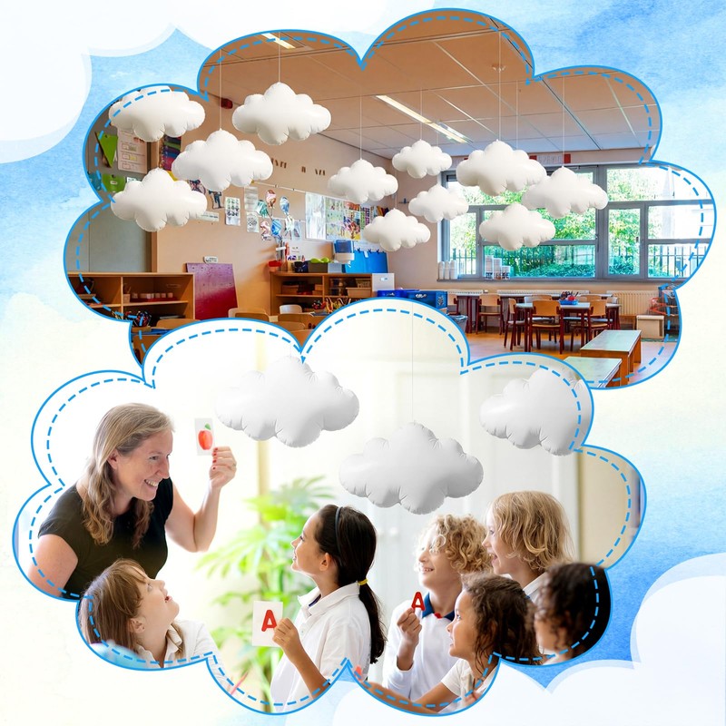 12 Pcs 3D Cloud Balloons Cloud Hanging Decor for Classroom