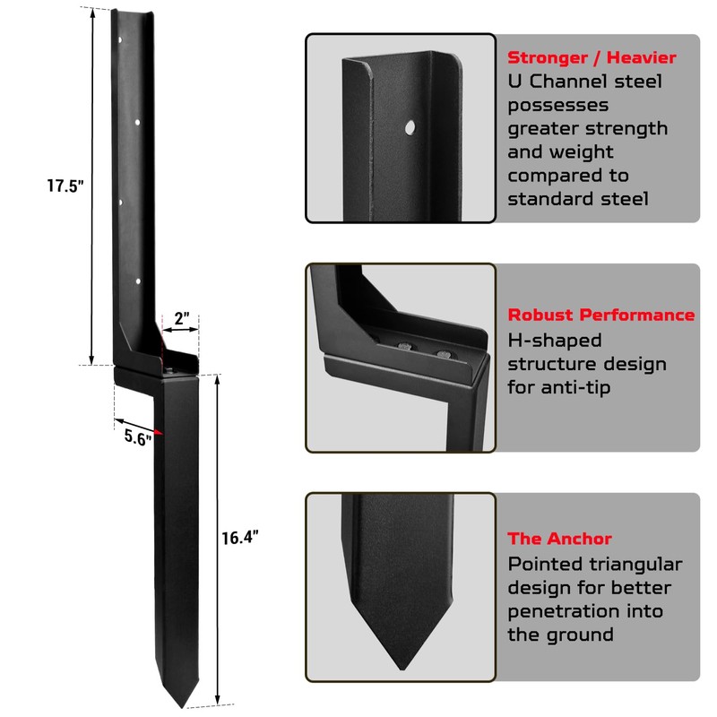 WIMART Rotten Leaning Fence Post Repair Kit Adjustable Angle Quick