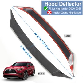 Birbenben Hood Shield Protector for 2020-2025 Toyota Highlander Accessories, Carbon Fiber Bug Guard Deflector Exterior Front Grille Hood Cover Front Bumper Spoiler Hood Bonnet Deflector for Highlander