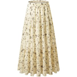 Genfien Skirt Women's Long Elegant Chiffon Skirts with Lining Elastic Waist Maxi Skirt Casual Casual Skirt Wedding Cocktail Skirt, yellow, XL