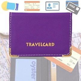 FATASH Leather Travel Card Bus Pass Holder Wallet - Rail Card Cover Case in New Fusion Purple | Genuine Leather Credit Card Holder, Slim & Thin Pocket Wallet with RFID Blocking
