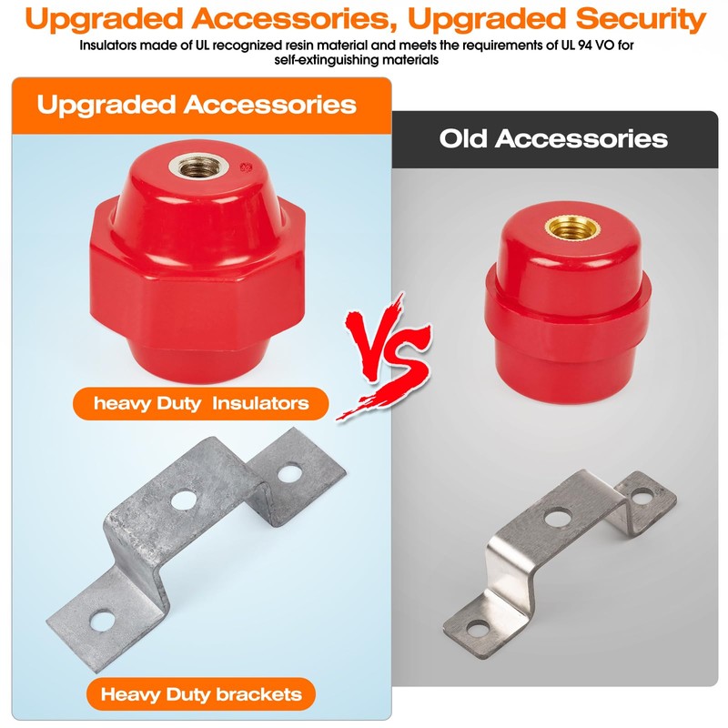 4PCS 2500V Standoff Insulators with Ground Bus Bar Mounting Brackets