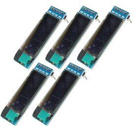 TECNOIOT 5 Pieces 0.91 Inch 128 x 32 IIC I2C Blue OLED LCD Display DIY OLED Module Driver IC DC 3.3 V 5 V