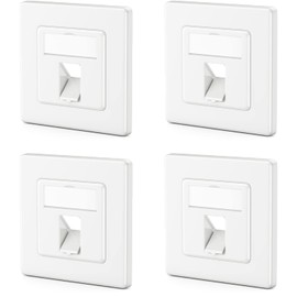 deleyCON 4x 1 Port LAN Junction Box Data Socket Flush-Mounted Socket for Keystone Module 45° Angled Outlet for Keystone Modules with e.g. RJ45 Coaxial F-Connector RJ-11 RCA Jack Toslink PS2