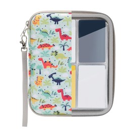 Jeachan Card Case for Yoto Cards, Soft Portable Folder with Zipper & 80 Pockets Player & Mini Audiobook Cards, Card Binder Holder with Sleeves for Travel (Dino)