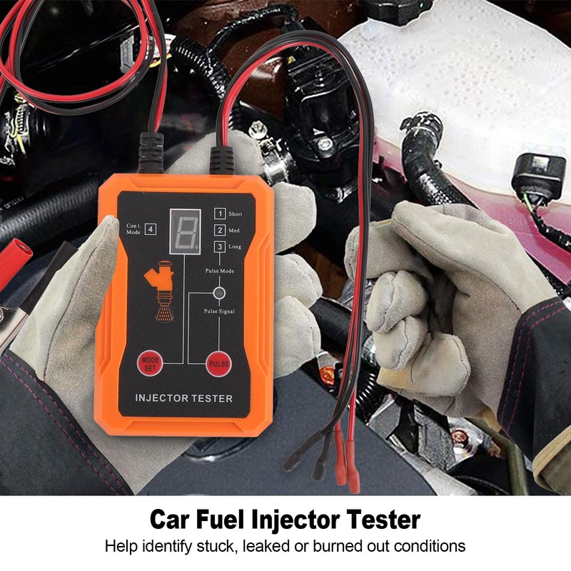 Pyhodi 12V 4 Pulse Modes Fuel Injector Tester, LED Display