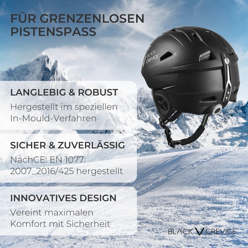 Black Crevice Children's Ski Helmet Stripe, Matt White/Black, S (54-55