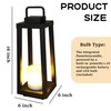 DANCYHOME H16 Modern Outdoor Solar Lantern Black Metal Frame with