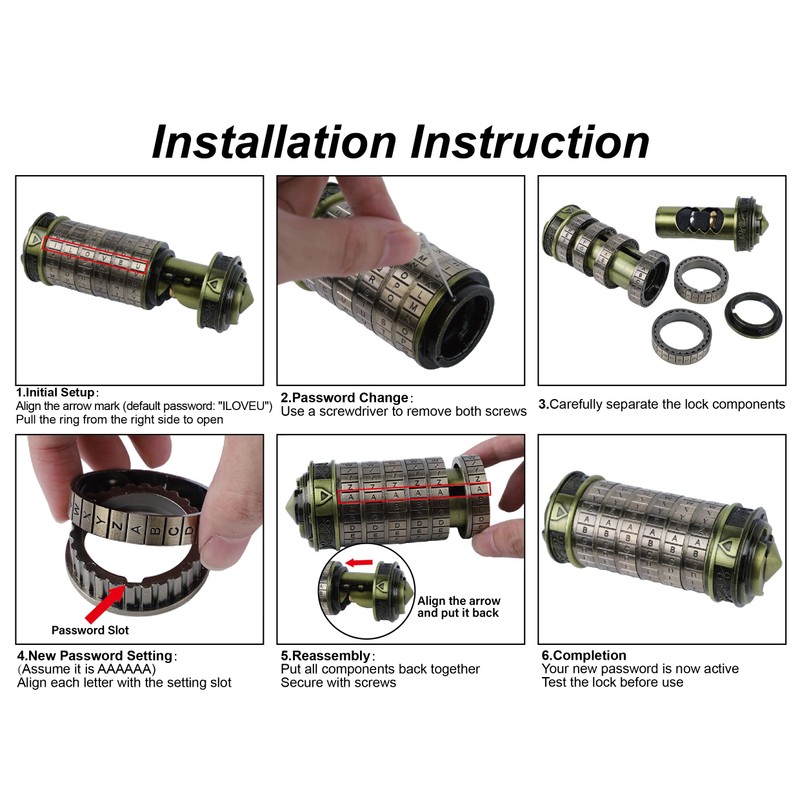 yofit Da Vinci Code Mini Cryptex Lock Puzzle Box with