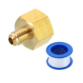 sourcing map Brass Pipe Fitting, 1/4 SAE Male x 1/2 SAE Female Pipe Adapters Flare Tube Fitting for Air Gas Line Refrigeration HVAC