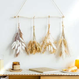 Natural Pampas Grass Mix Bouquet | Dried Pampas Bouquet for Wedding Boho Flowers Home Table Decor Desk Decor, Rustic Farmhouse Decor (75PCS - Wall Hanging Set)