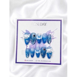 Cinnamoroll Dream Sky Handmade Nail Tips - Almond / 시나모롤 드림 스카이 수제 네일팁 - 아몬드