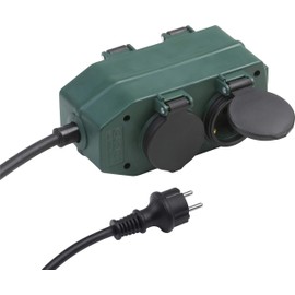 Meister 7430940 Socket Block 4-Way - 2 m Cable - Rubber Hose Line - IP44 Outdoor / Distribution Socket / Wet Room Socket Distributor / Outdoor Plug / Power Distribution Unit