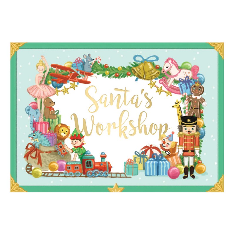 Music Box Card Santa's Workshop Novelty Dancing Musical Christmas Card