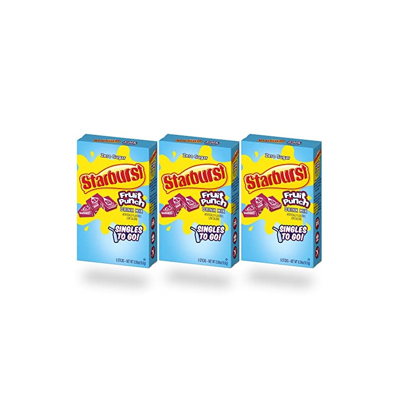 Starburst Singles To Go Zero Sugar Drink Mix, Fruit Punch,6