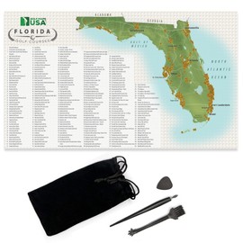 Golf Maps USA Florida State Golf Scratch Map with 111 Courses - Scratch-Off Golf Print with Eye-Catching Red Flags - Golfing Wall Decor - Unique Poster Gift for Golfers (Updated December 2021)