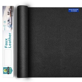 Leather Fabric, Faux Leather, Vinyl Fabric, for Upholstery Crafts, DIY Sewings, Sofa, Handbag, Earrings, Hair Bows Decorations (Black 54 * 180inch)