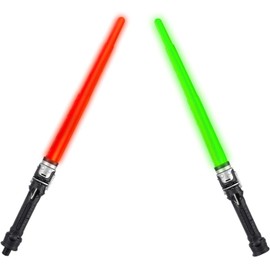 2 Stück Laserschwert Kinder,Duell Lichtschwerter,7 Farben Lichtschwert und Soundeffekten，Laserschwert Duell，Star Wars Lichtschwert，Cosplay Spielzeug für Kinder Geschenk
