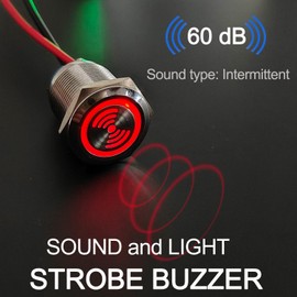 DMWD 19mm 3/4 inches Waterproof Red LED Flash Alarm 12V DC Metal Flashing Buzzer for Electrical Control Panel, DIY Projects 2Pcs