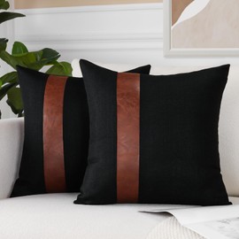 JOTOM Cushion Covers Decorative Linen Leather Cushion Cover Geometric Style Decorative Cushion Sofa Cushion Cover for Couch Sofa Outdoor (40 x 40 cm, Black B)
