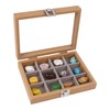 Dmnnlp 12 Grids Rock Display Case, Wooden Rock Collection Box
