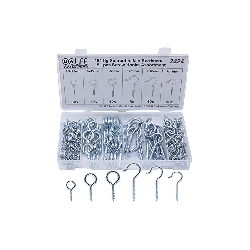 CCLIFE Screw Hooks Stainless Steel Eye Screw Hooks for Screwing