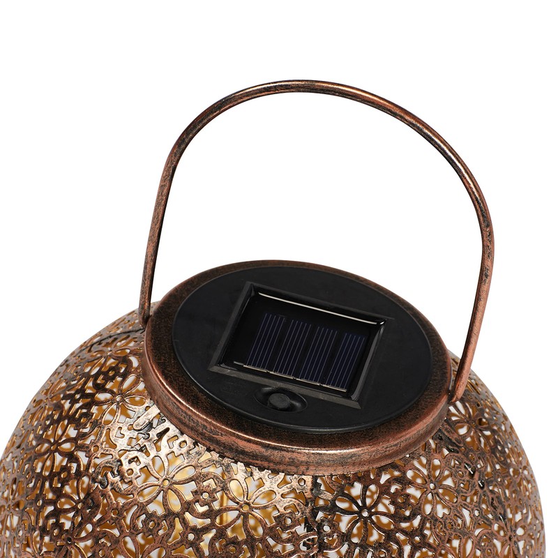 Lights4fun LED Solar Lantern Flower Pattern Moroccan Lantern Outdoor 19