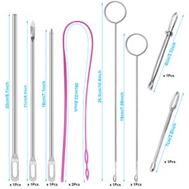 10 Pieces Drawstring Threader Tool Set Long Metal Drawstring Threaders Flexible Plastic Drawstring Threaders Stainless Steel Sewing Loop Turner Hooks with Latch