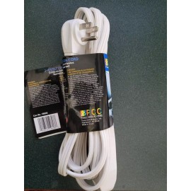 PCC 3-Prong 3-Outlet  Indoor Extension Cord, 8 Feet white color