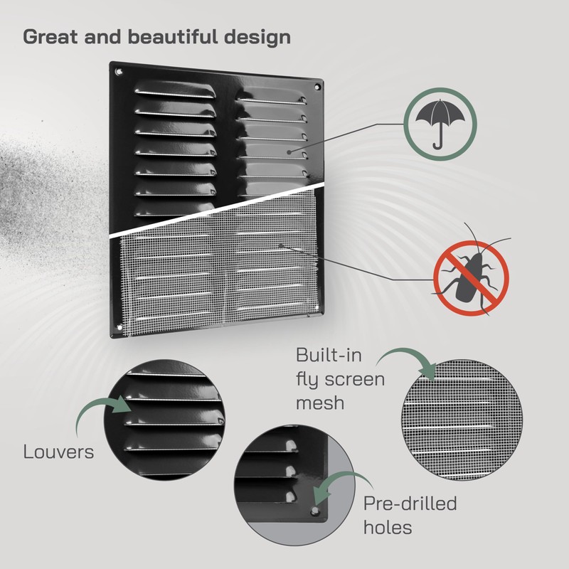 Vent Systems 10" x 11" Inch (Overall) - Black Galvanized