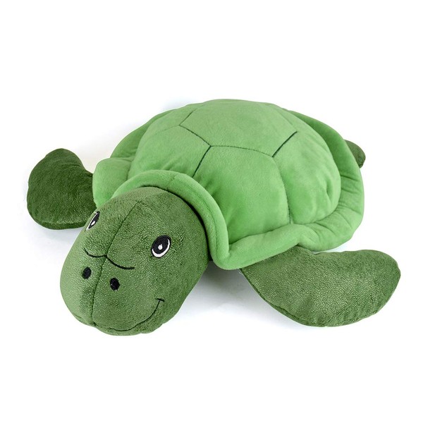 Habigail Hot Water Bottle with Novelty Plush Super Soft Cover Premium Natural Rubber 1 Litre Hot Water Bag - Helps Provide Warmth and Comfort - Bottle & Cover (Green Turtle)