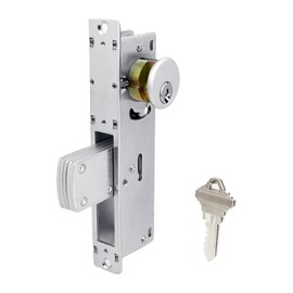 Storefront Door Lock, Commercial Door Locks Mortise Cylinder, Door Hardware Hook Lock, Commercial Deadbolt, in Aluminum(1-1/8" Backset)(Flat Locking Tongue)