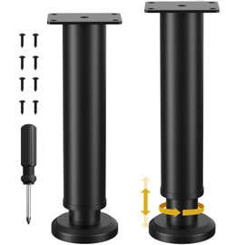 TELANKS Set of 2 Improved Height-Adjustable Furniture Feet, Adjustable Furniture Feet, 25-43 cm, Metal Black Furniture Legs, Furniture Replacement Legs for Sofa/Cabinet/Couch/Dresser/Table/Bed (2,