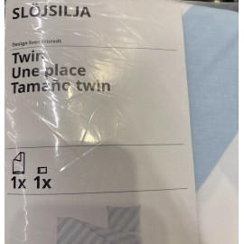 Ikea Slojsilja Twin Duvet/Queen Pillow Case Set Blue NIP 80% Cotton 205.614.05
