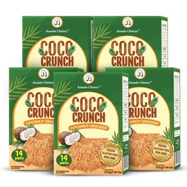 COCO Crunch Coconut Crackers by Amazin Choices – Crispy Plant-Based Coconuts Chips, Premium Snack Treats, Toasted Coconut Cookie Thins – Vegan, Creative Snacks for Adults & Kids, Box of 5-37Oz