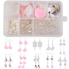 SUNNYCLUE 1 Box DIY 10 Pairs Frosted Acrylic Calla Lily Flower Dangle Earrings Craft Kit Includes Pink White Acrylic Flowers Beads Caps Pendant Beads Earring Hooks Jewellery Findings Supplies