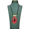 GelConnie Retro Red Teardrop Pendant Necklace Luxurious Design, Handmade Long