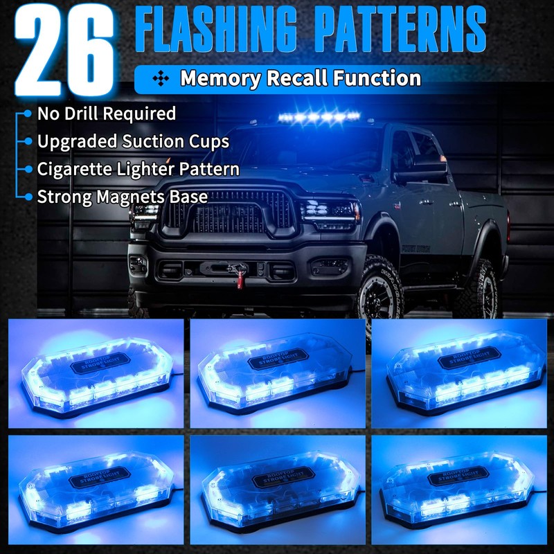 OPL5 Blue LED Rooftop Strobe Beacon Lights 16 Inch, Beacon